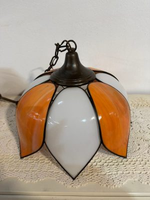 Lampada da Tavolo Vintage Stile Tiffany – Design "Tulipano Arancione"