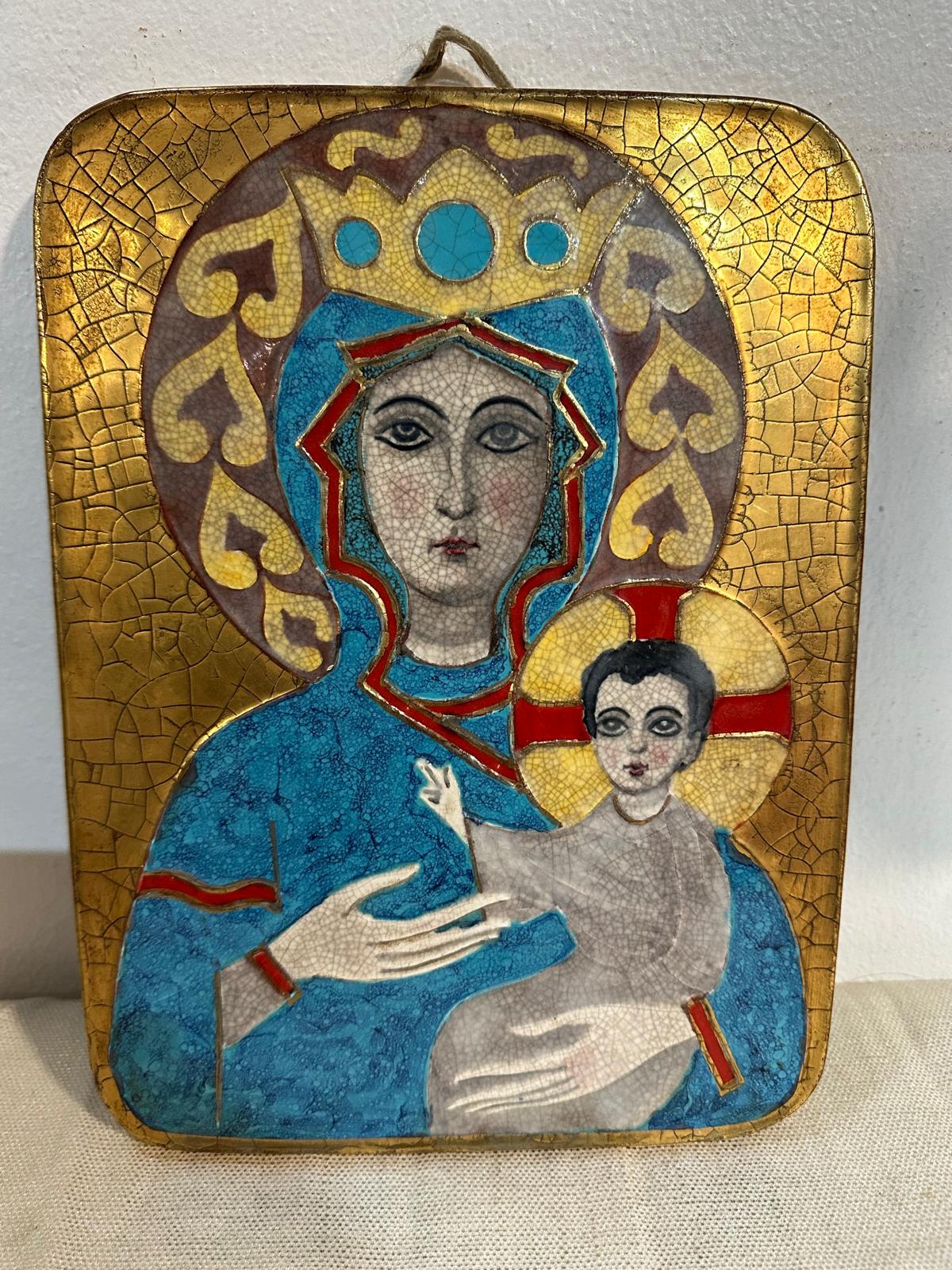 Icona Sacra "Madonna con Bambino" – Stile Bizantino su Fondo Oro